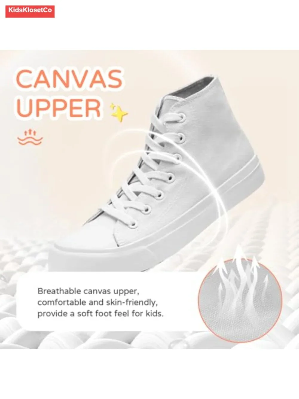 Kids Canvas High Top Sneakers Lace Up Casual Shoes Non-Slip Rubber Sole